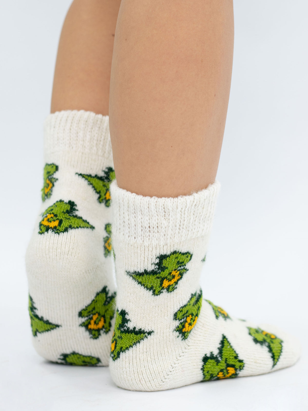Dinosaur Wool Socks, Cream