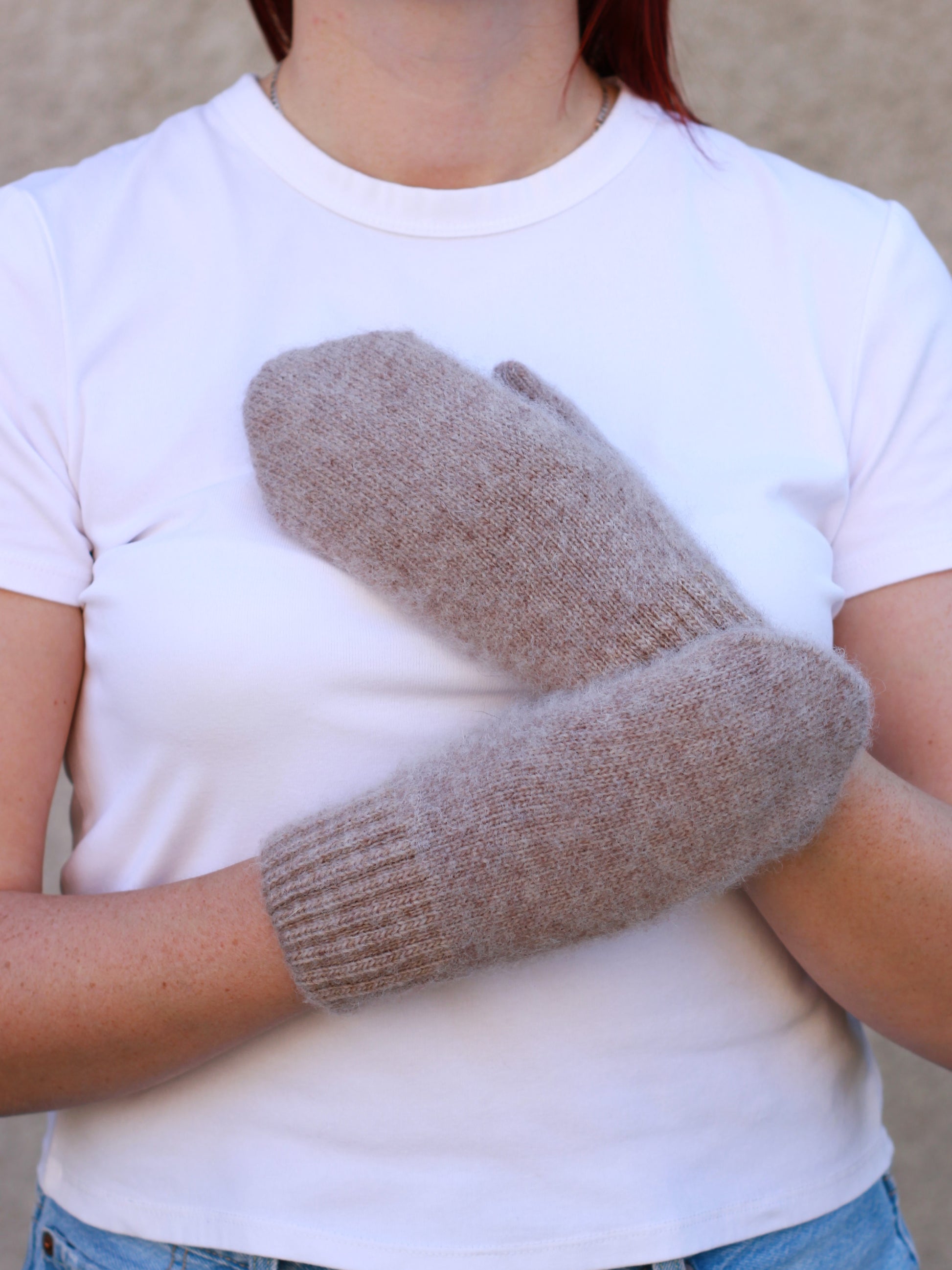 Beige Wool Mittens