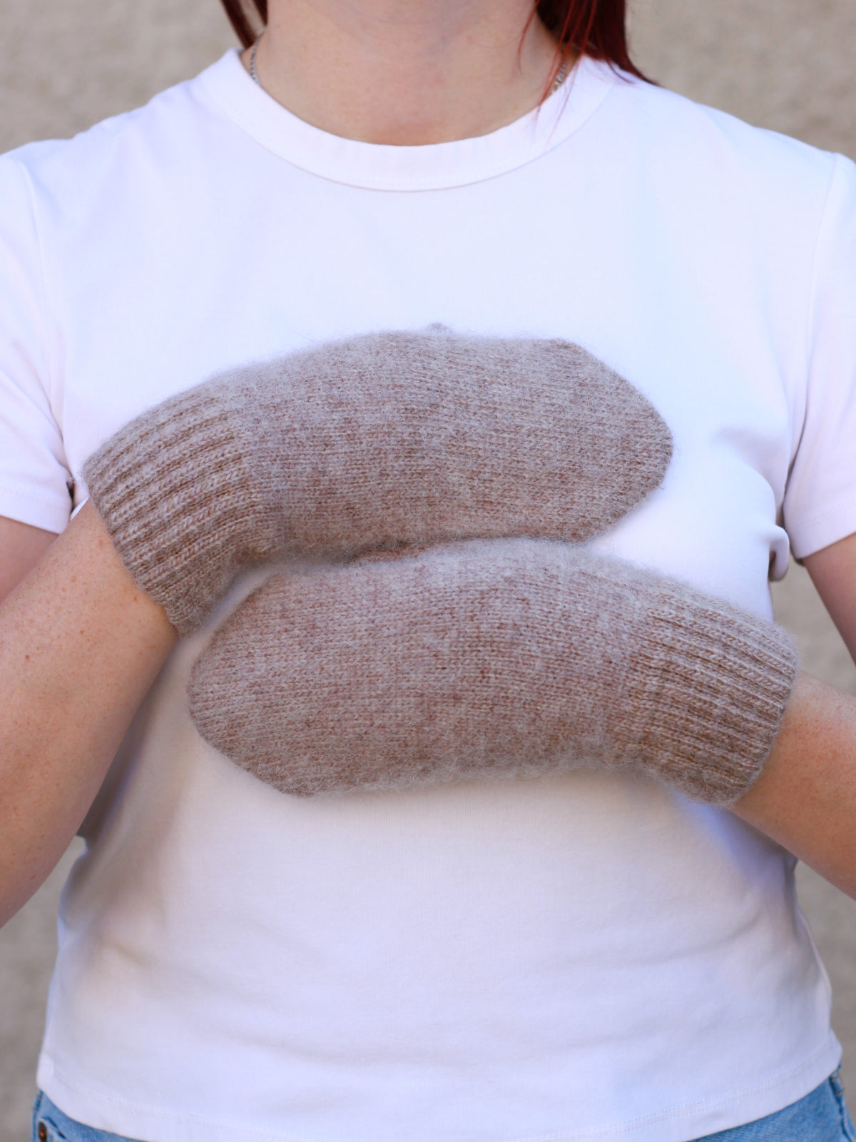 Beige Wool Mittens