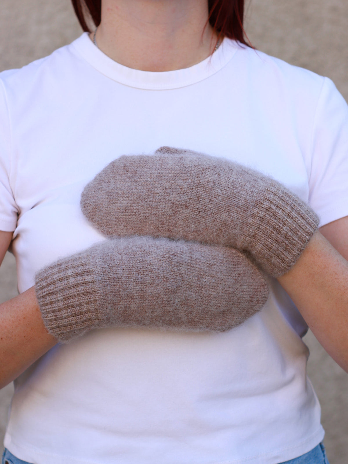 Beige Wool Mittens