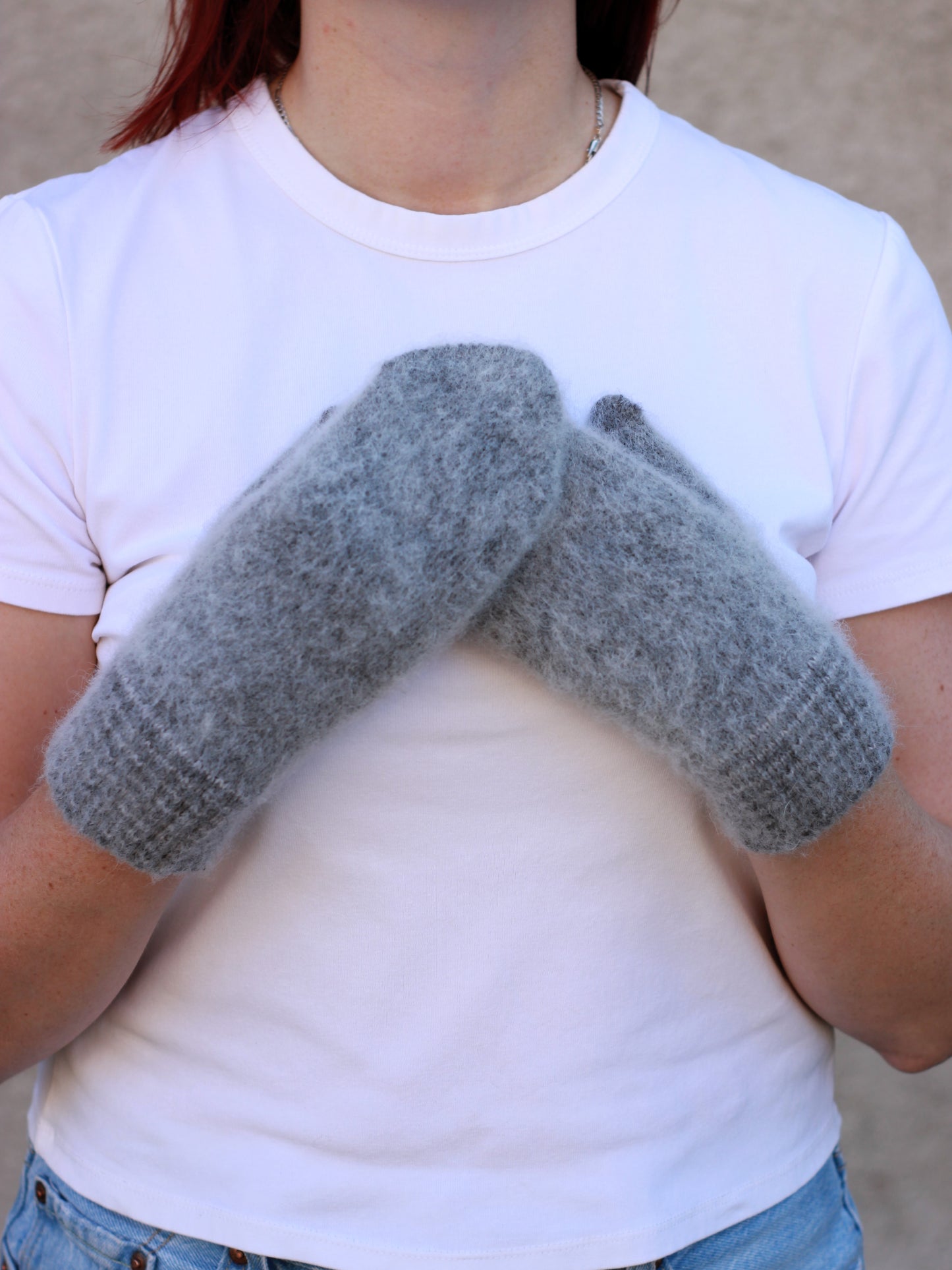 Grey Wool Mittens