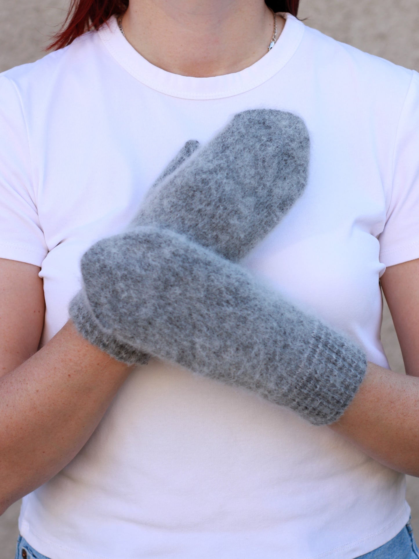 Grey Wool Mittens