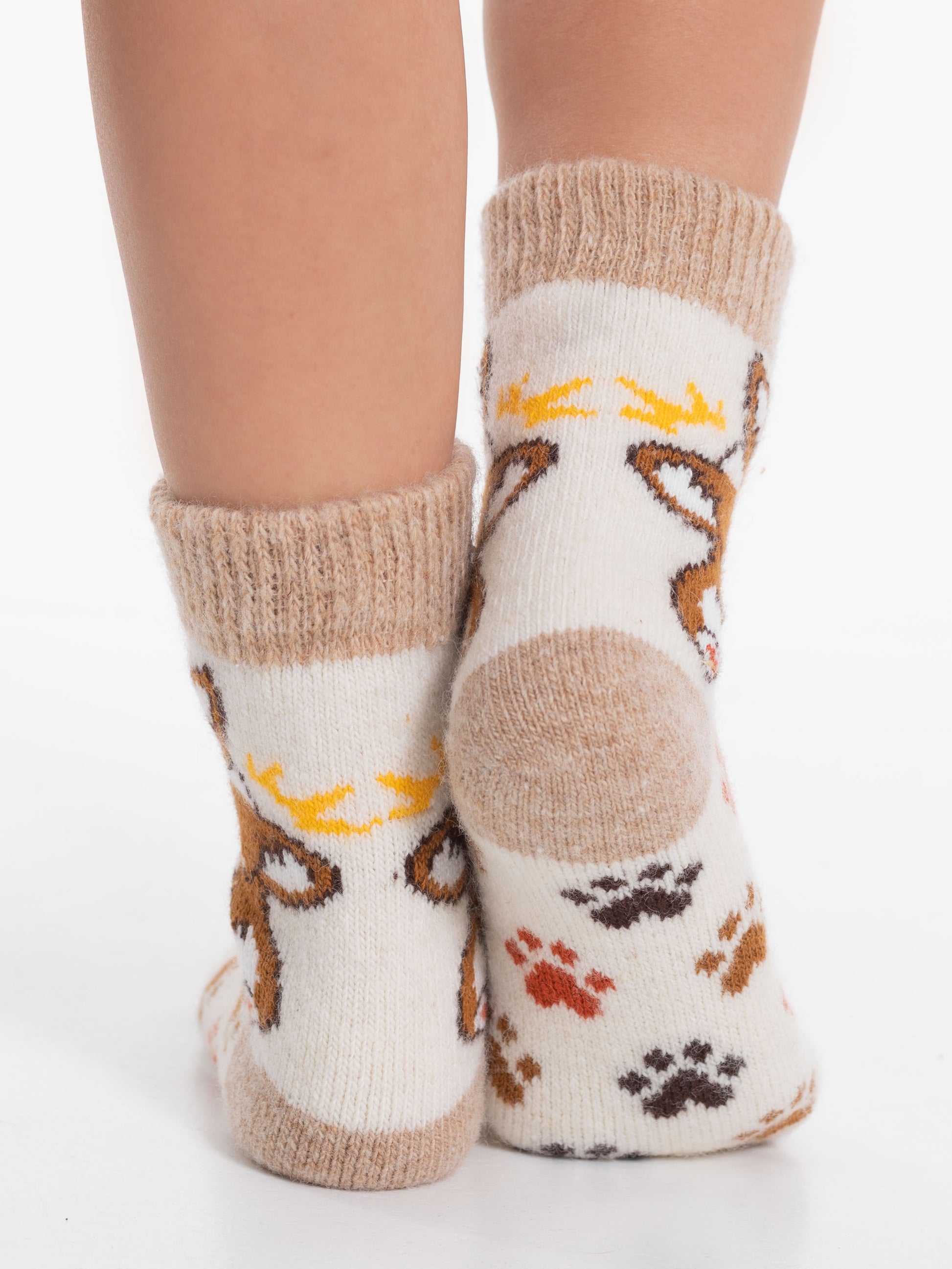 Corgi Wool Socks, Cream