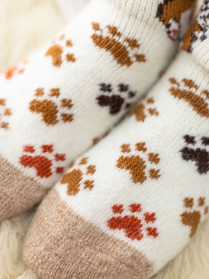 Corgi Wool Socks, Cream