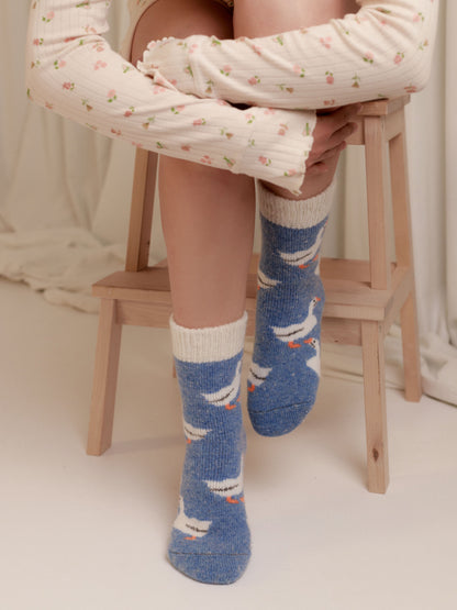 Geese Wool Socks, Blue
