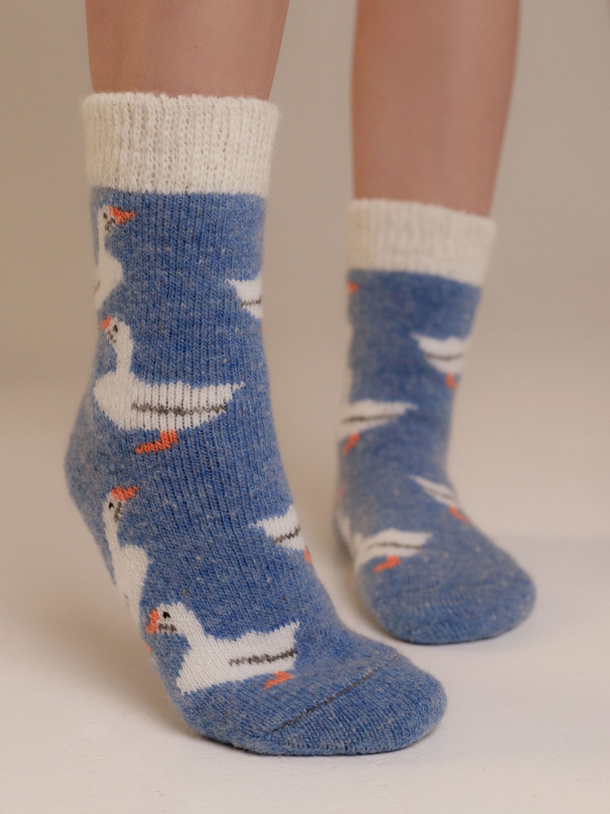 Geese Wool Socks, Blue