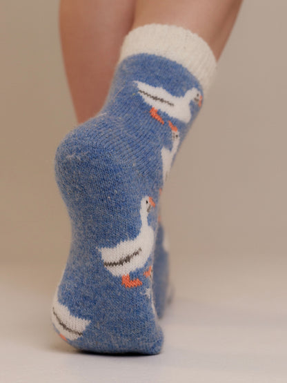 Geese Wool Socks, Blue