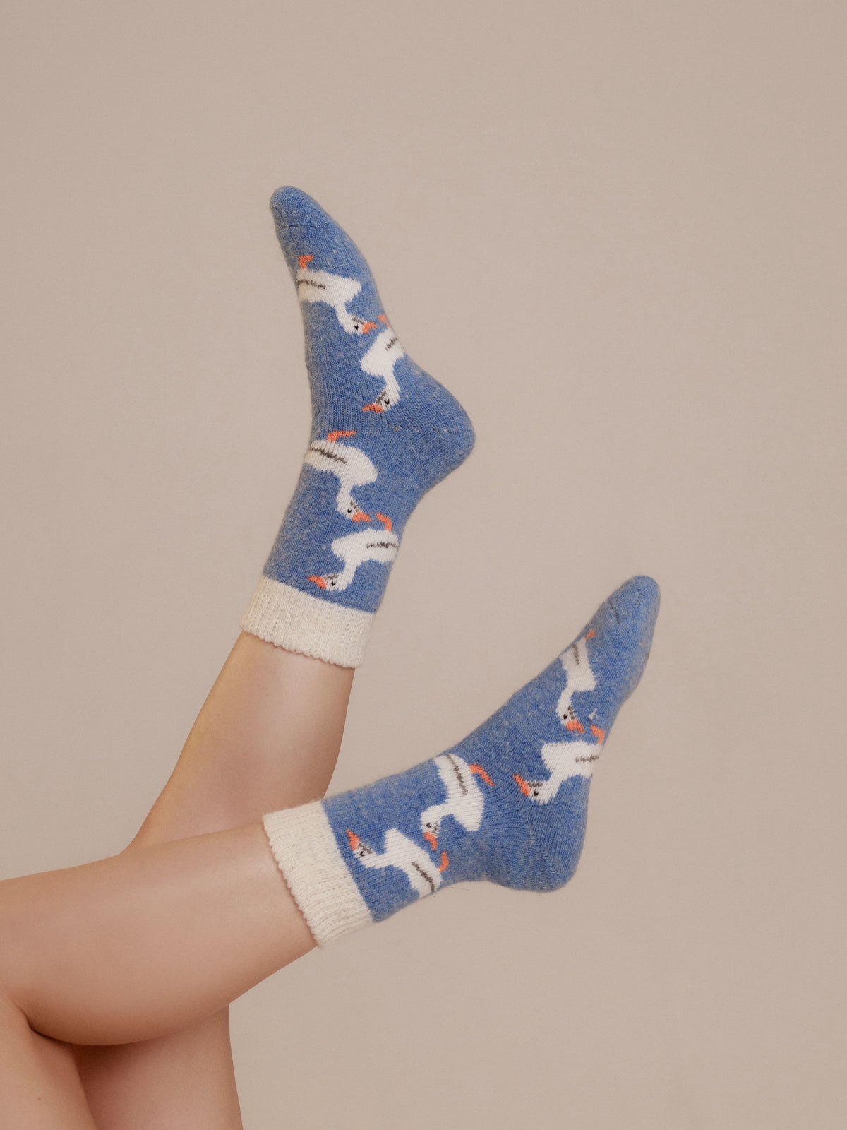 Geese Wool Socks, Blue