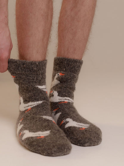 Geese Wool Socks, Dark Grey