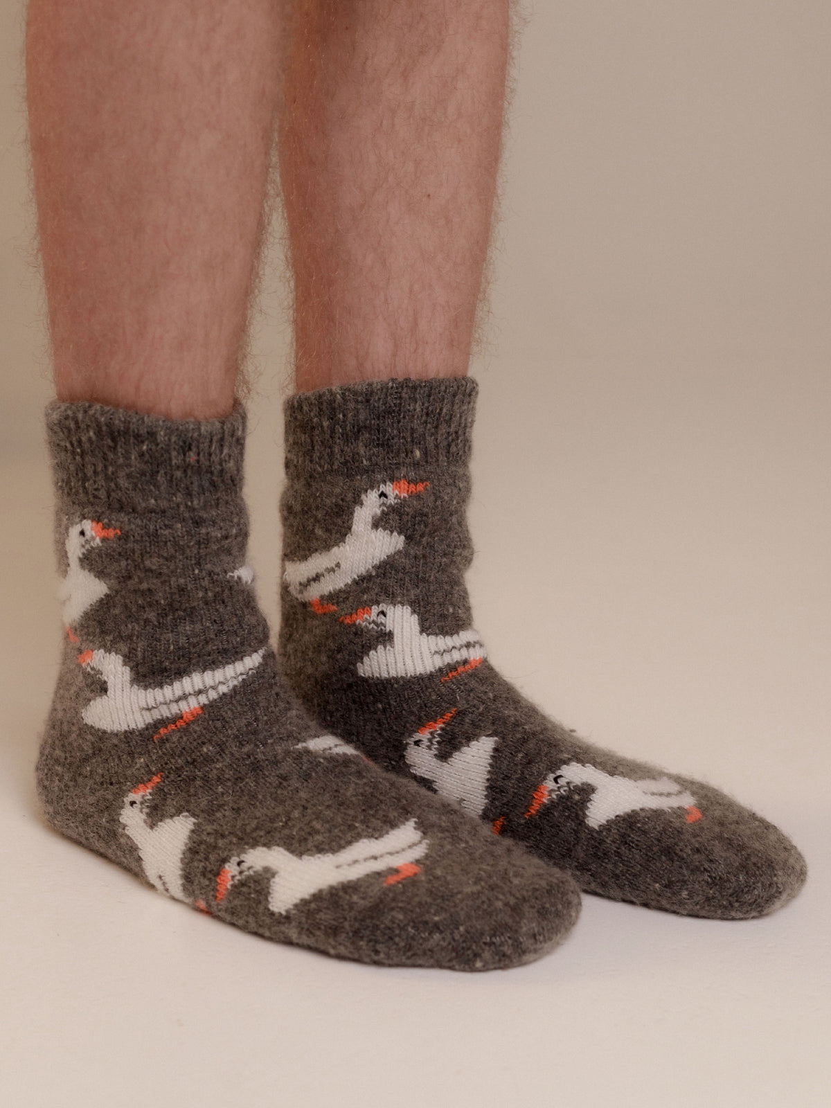 Geese Wool Socks, Dark Grey