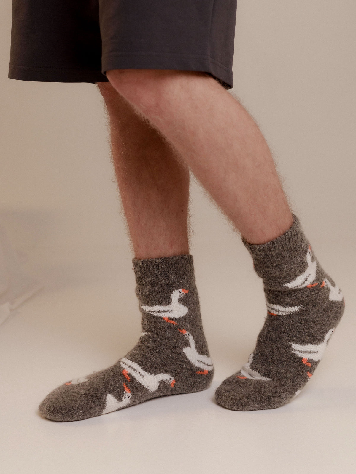 Geese Wool Socks, Dark Grey