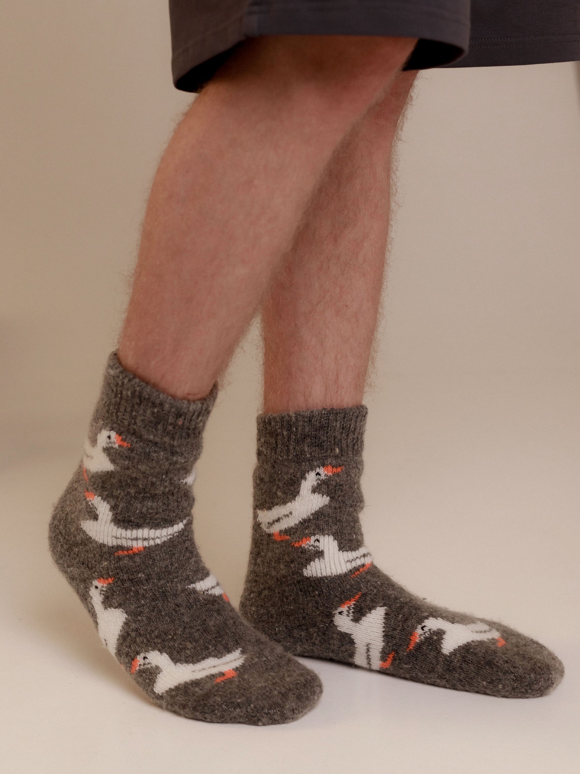 Geese Wool Socks, Dark Grey