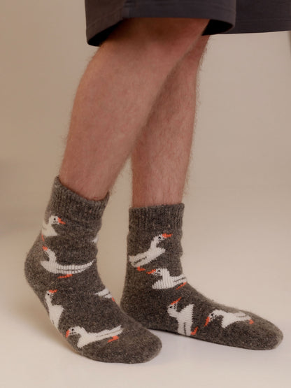 Geese Wool Socks, Dark Grey