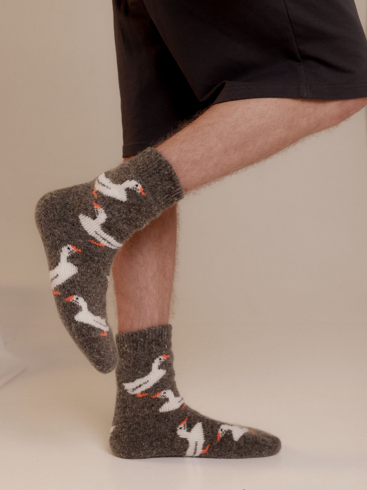 Geese Wool Socks, Dark Grey
