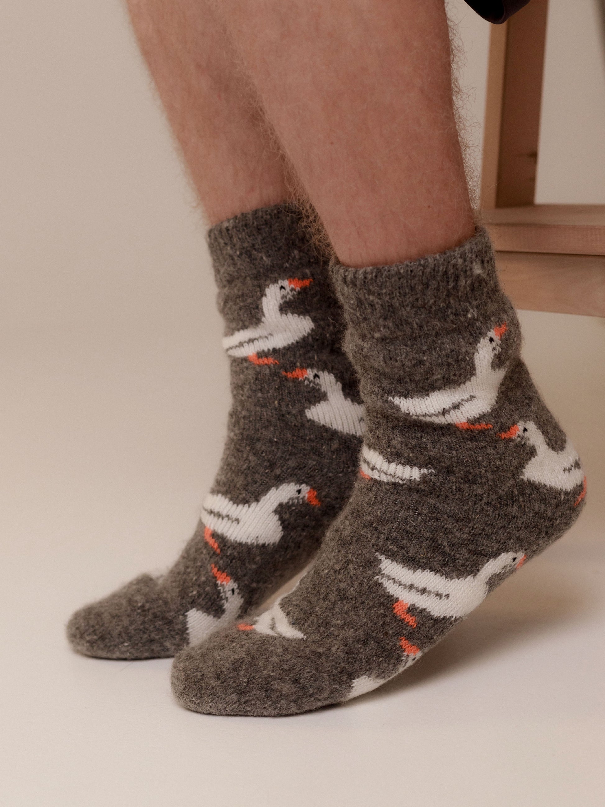Geese Wool Socks, Dark Grey