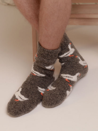 Geese Wool Socks, Dark Grey