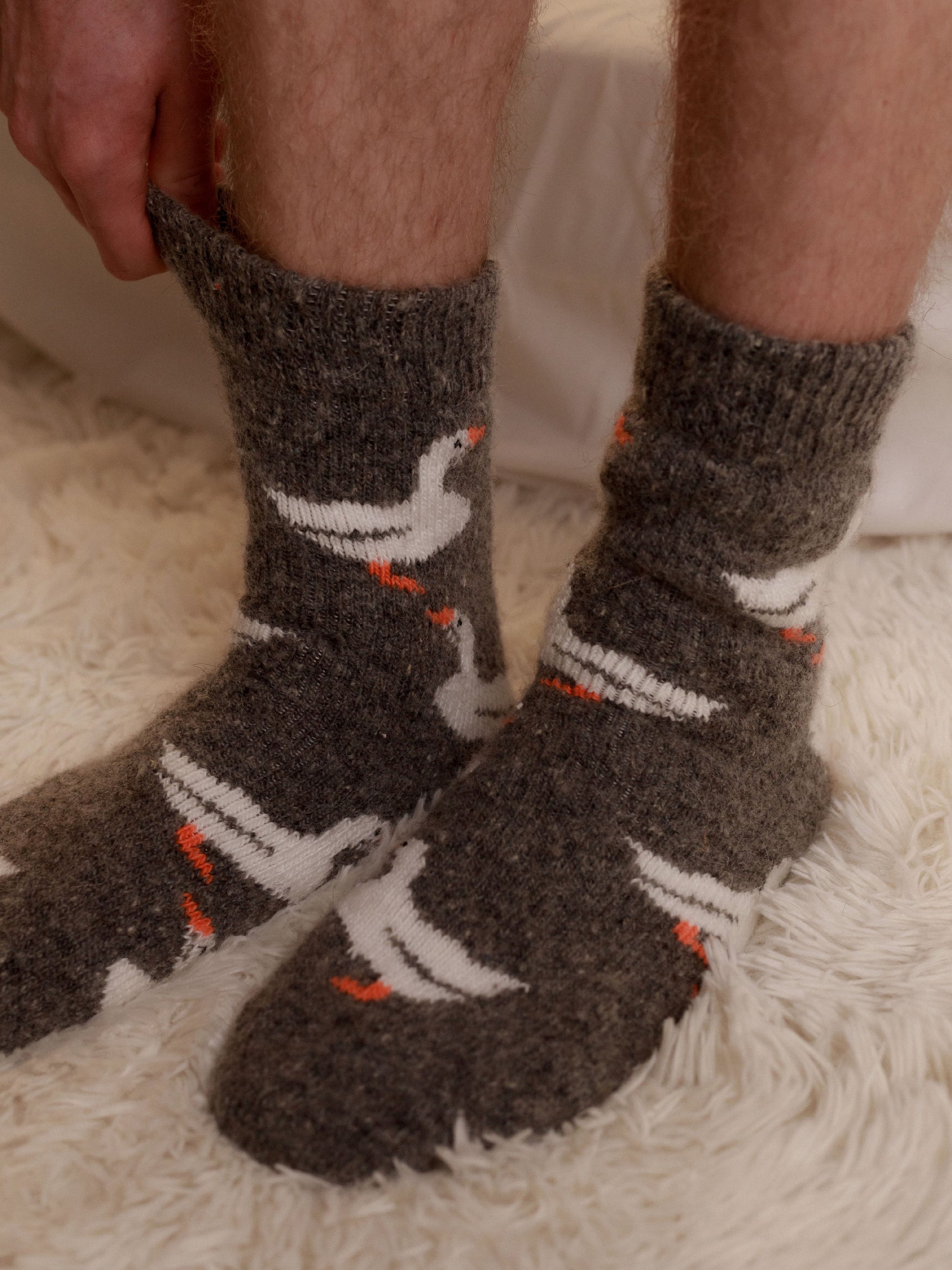 Geese Wool Socks, Dark Grey