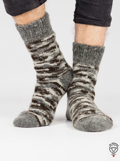 Camouflage Wool Socks, Brown
