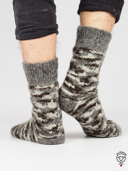 Camouflage Wool Socks, Brown