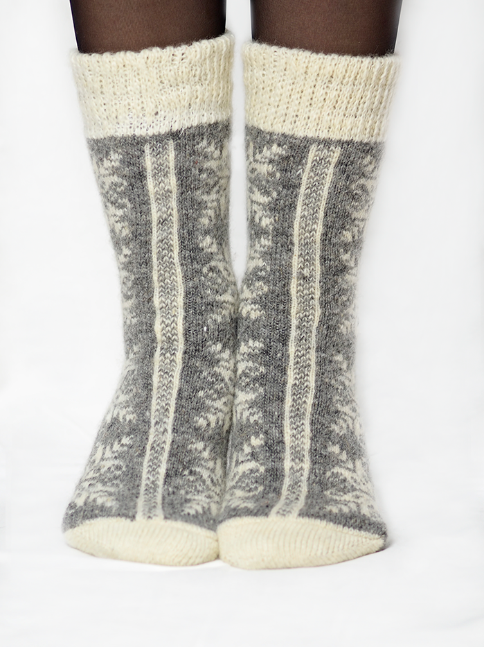 Bellflower Wool Socks, Grey