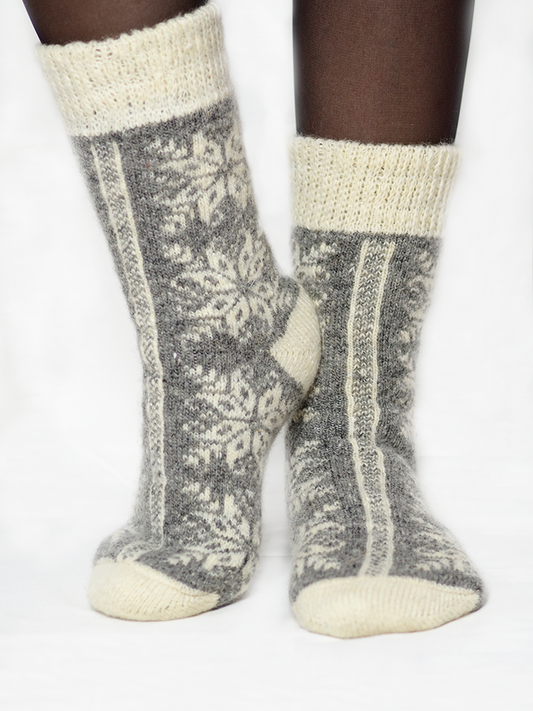 Bellflower Wool Socks, Grey