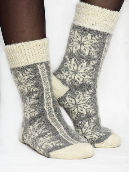 Bellflower Wool Socks, Grey