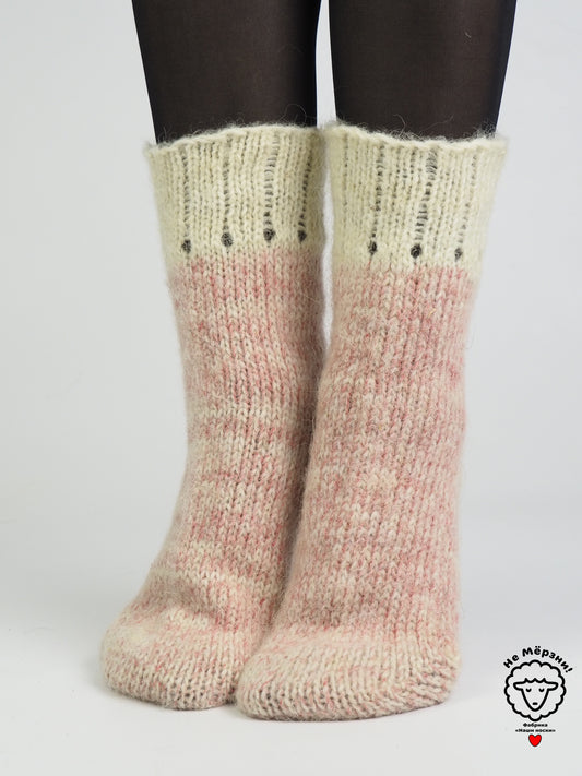 Heather Pink Wool Socks