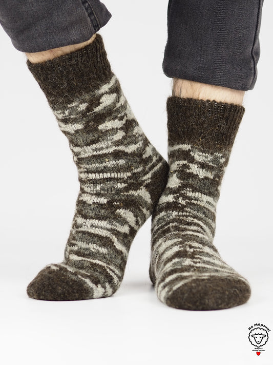 Camouflage Wool Socks, Brown