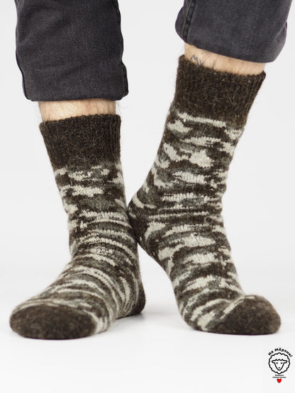 Camouflage Wool Socks, Brown