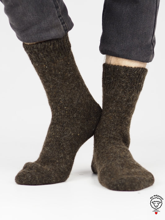 Heather Brown Wool Socks