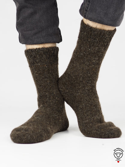 Heather Brown Wool Socks