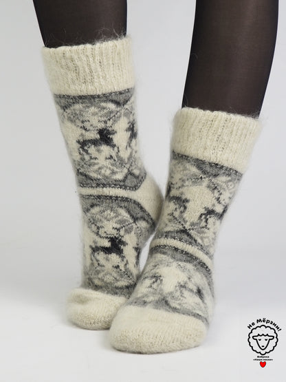 Two Deer Wool Socks, Cream