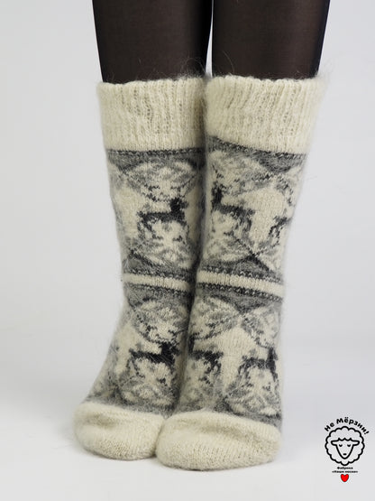 Two Deer Wool Socks, Cream