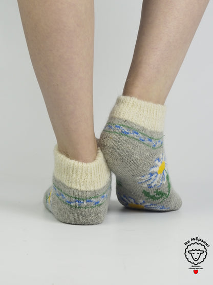 Daisy Wool Footies, Grey