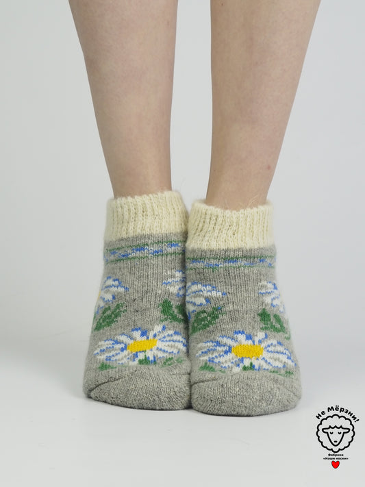 Daisy Wool Footies, Grey