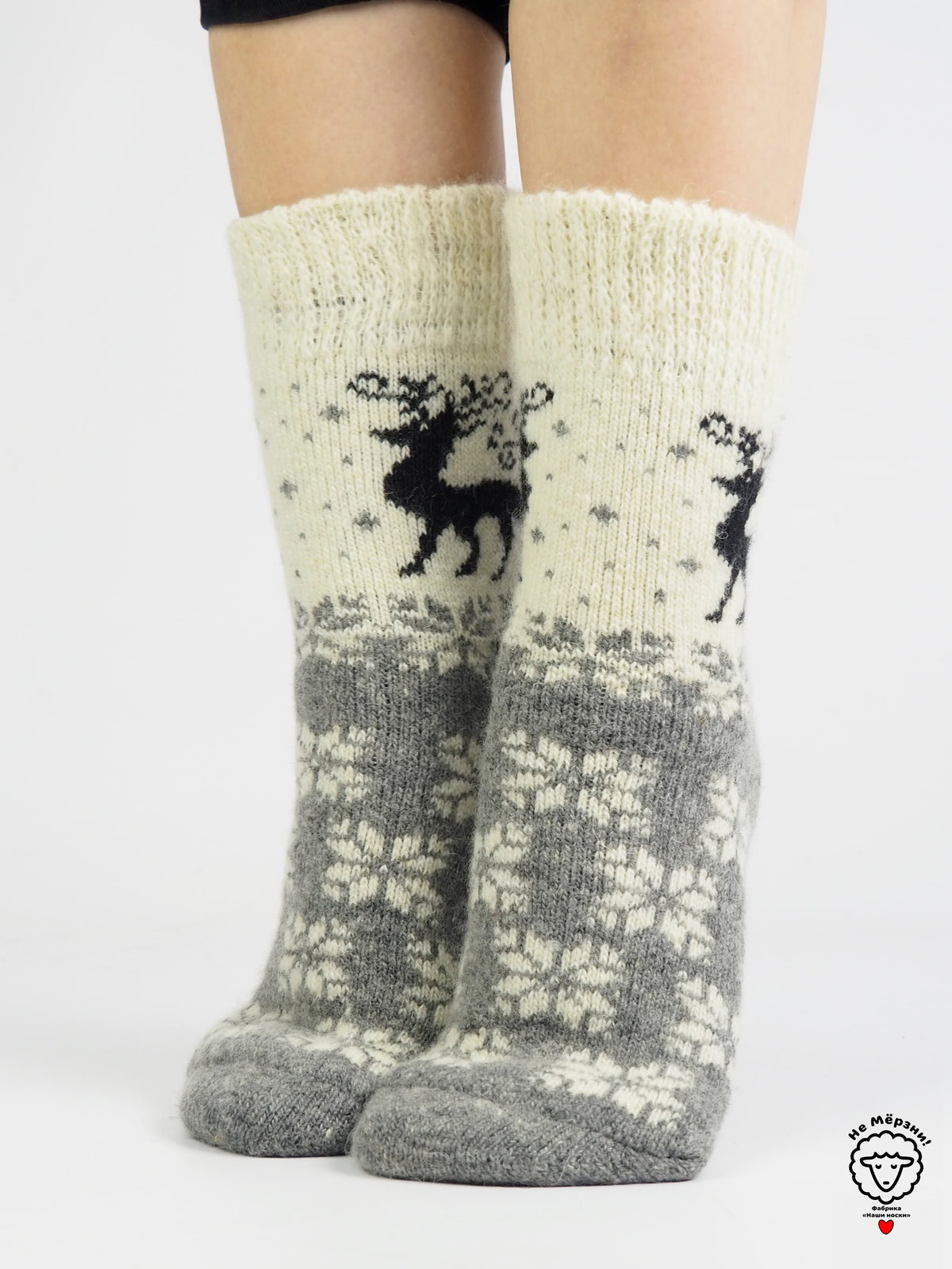 Deer & Snowflakes Wool Socks