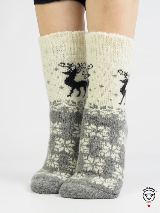 Deer & Snowflakes Wool Socks