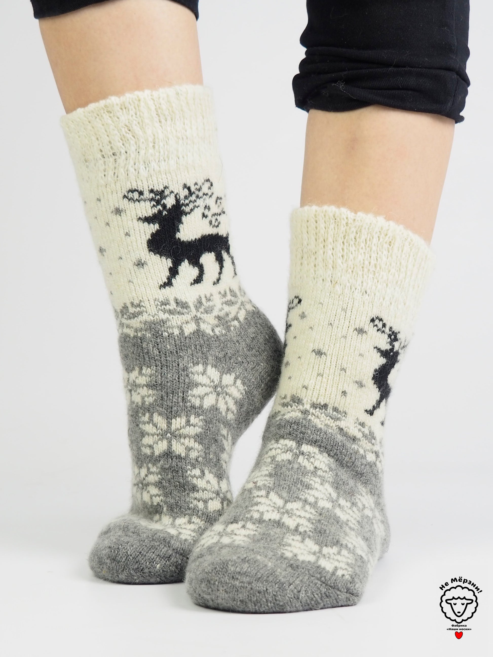 Deer & Snowflakes Wool Socks