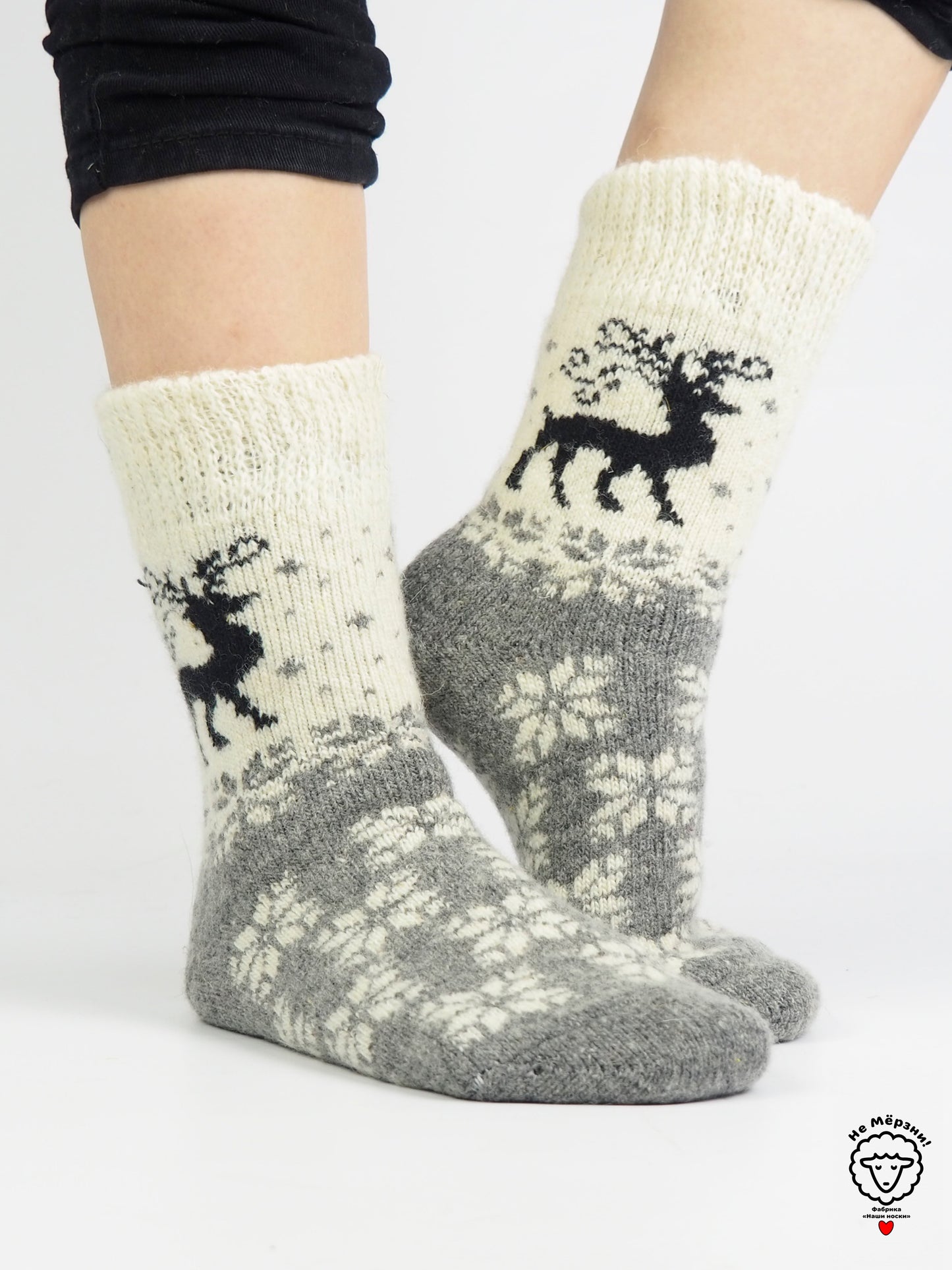 Deer & Snowflakes Wool Socks