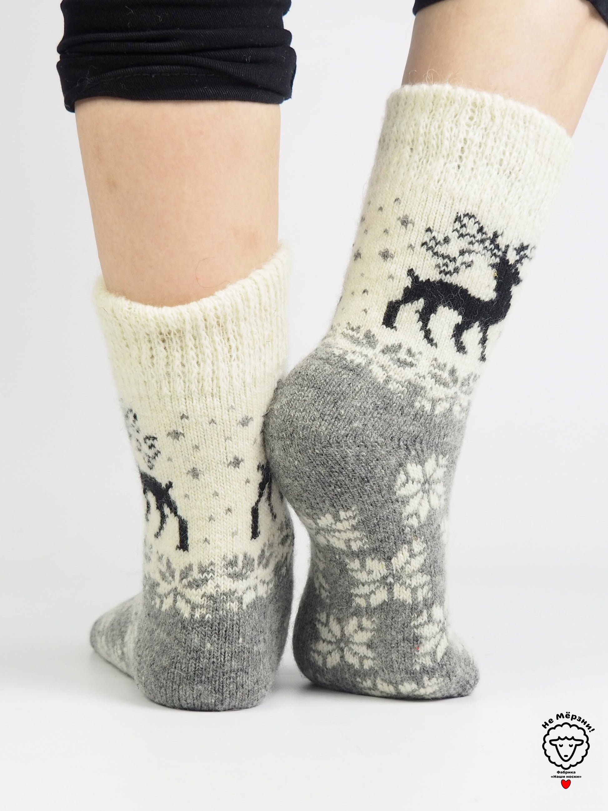 Deer & Snowflakes Wool Socks