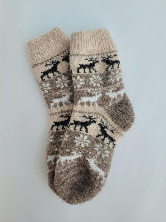 Deer Wool Teen Socks, Beige