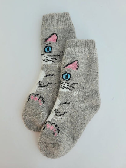 Kitten Wool Teen Socks, Grey