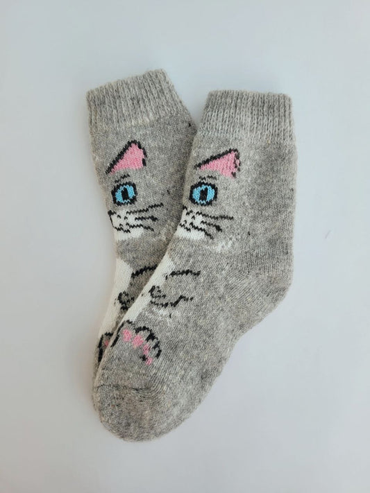 Kitten Wool Teen Socks, Grey