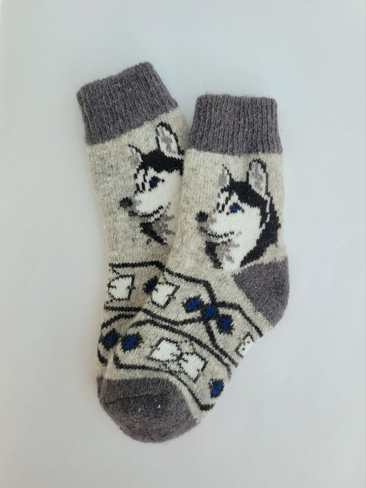 Dog Wool Teen Socks, Cream