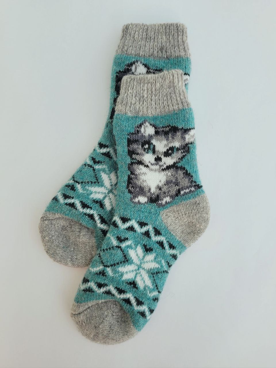 Kitten Wool Socks, Teal