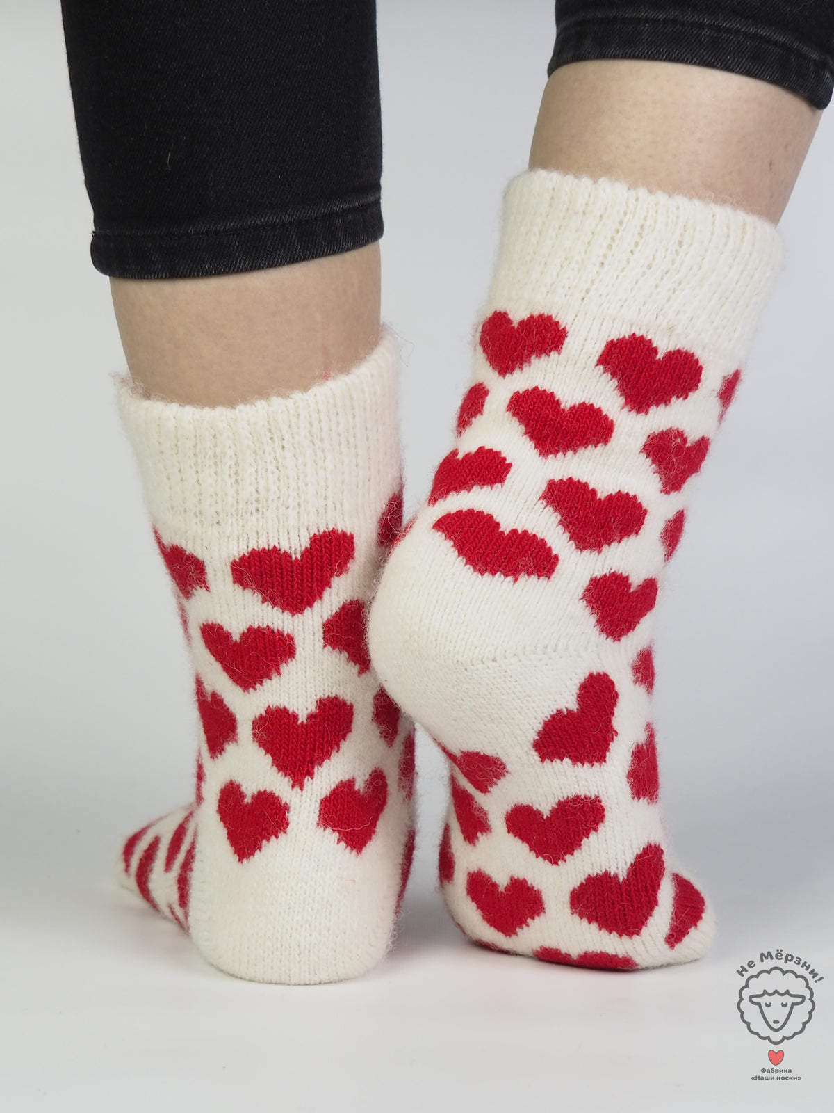 Heart Wool Socks, Red