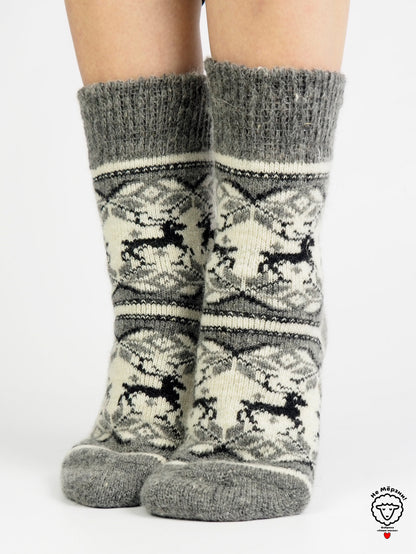 Two Deer Wool Socks, Grey