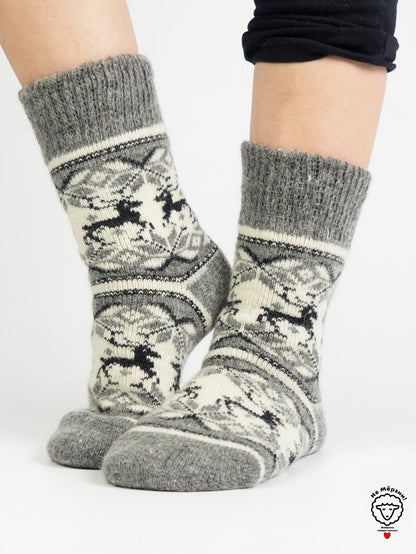 Two Deer Wool Socks, Grey