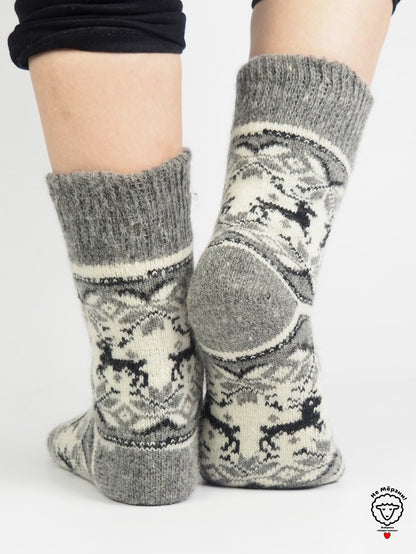 Two Deer Wool Socks, Grey