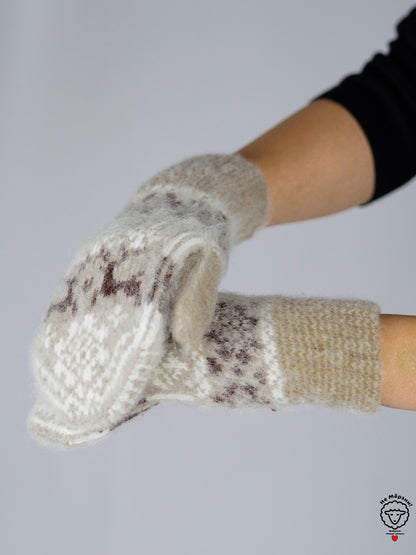 Deer Wool Mittens, Beige